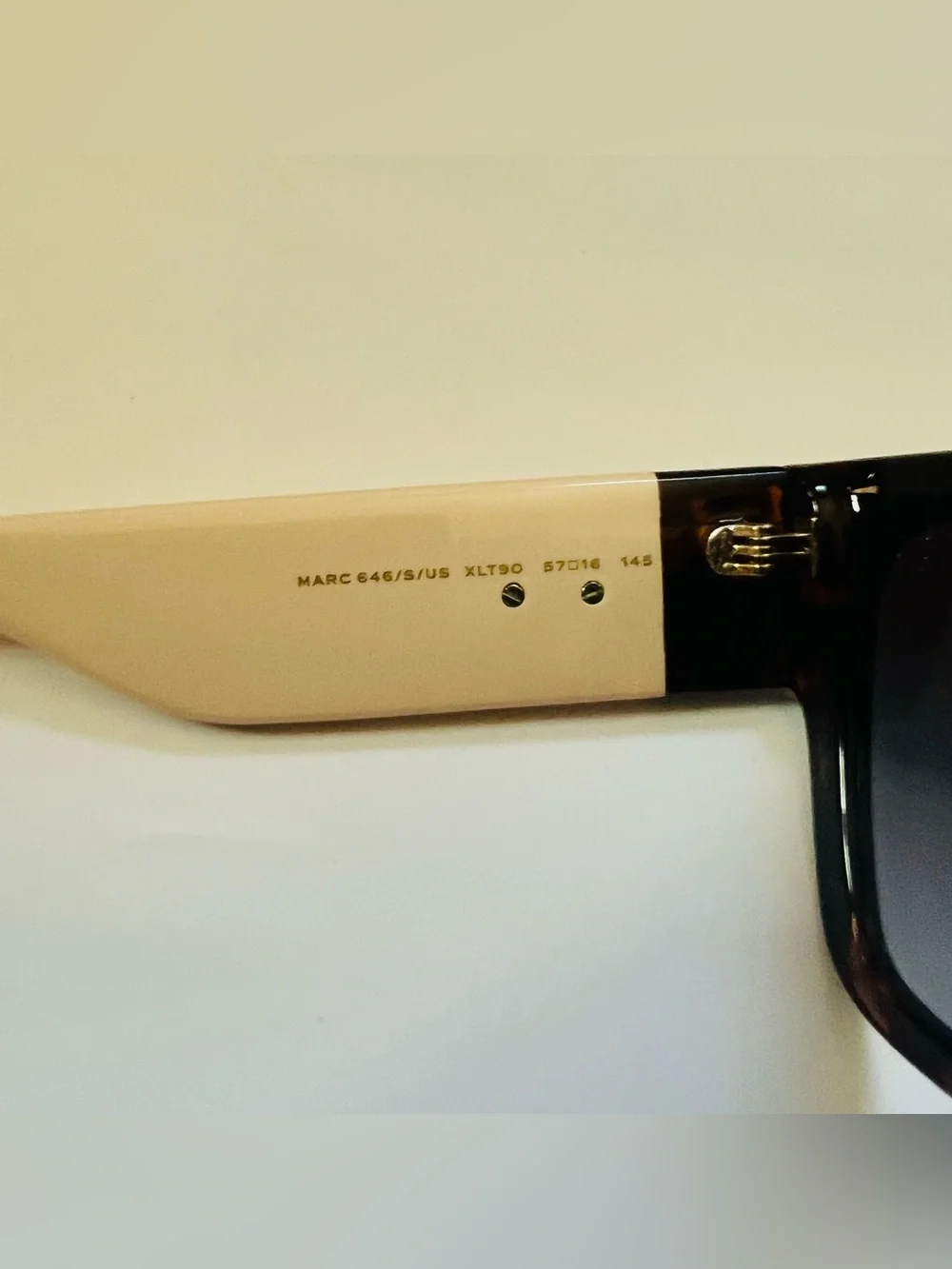 Marc Jacobs MARC 811/S Oversized Square Sunglasses Brown Ivory Gold Logo NEW
